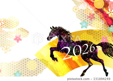 Horse New Year's card zodiac background 131894249