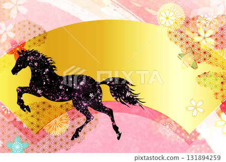 馬年賀卡十二生肖背景 馬年賀卡十二生肖背景 131894259