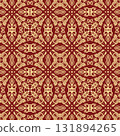 Orient Damask Seamless Vector Red and Golden Wallpaper 131894265
