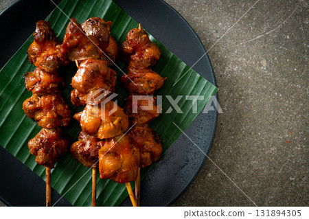 grilled chicken gizzard skewer in Asian style grilled chicken gizzard skewer in Asian style 131894305