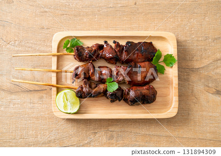grilled chicken liver with herbs and spices grilled chicken liver with herbs and spices 131894309