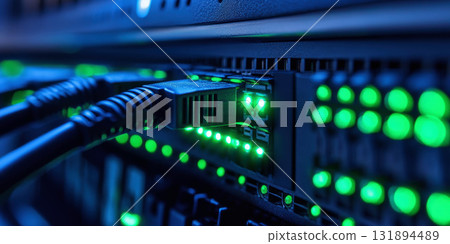 lan cables, ethernet network cables data connection in hub plug internet, Generative ai 131894489