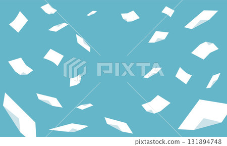 大量紙張飛舞的背景插圖（整體） 131894748
