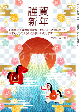 馬年賀卡十二生肖背景 131894861