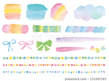 Cute watercolor design parts set of 16 Cute watercolor design parts set of 16 131895365