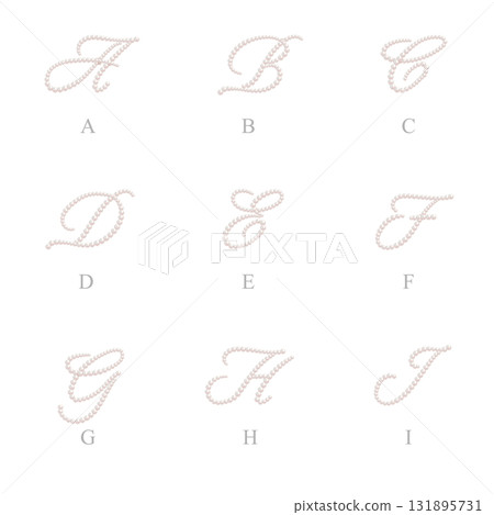 Pearl alphabet A-I with shadow Pearl alphabet A-I with shadow 131895731