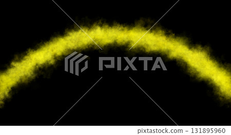 Curved glowing yellow smoke arc on transparent background, fog and steam mockup template for digital design Curved glowing yellow smoke arc on transparent background, fog and steam mockup template for digital design 131895960