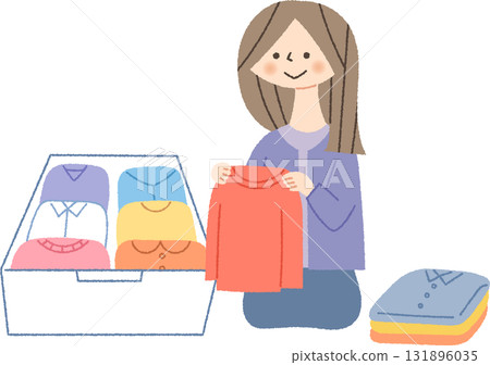 A woman who changes clothes 131896035