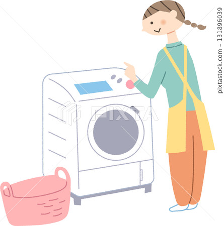 一名女子打開洗衣機 131896039