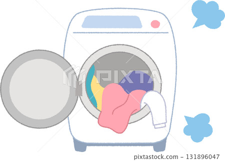 裝滿衣物的洗衣機 131896047