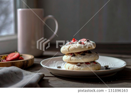 三疊草莓巧克力塊餅乾 131896163