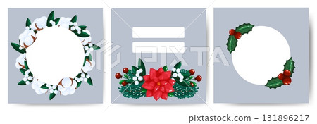 Set of Winter Floral Frames and Backgrounds Set of Winter Floral Frames and Backgrounds 131896217