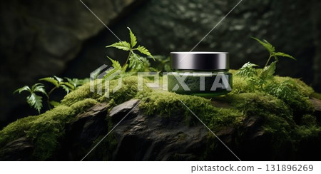 Eco-Friendly Cosmetic Jar in Natural Setting. Generative ai 131896269