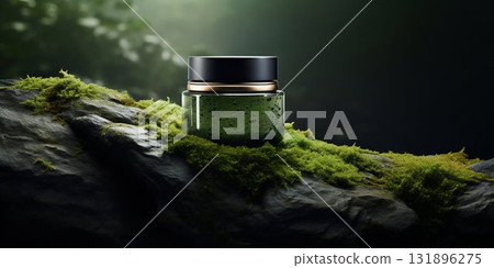 Eco-Friendly Cosmetic Jar in Natural Setting. Generative ai 131896275