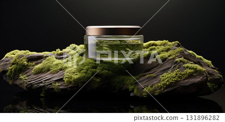 Eco-Friendly Cosmetic Jar in Natural Setting. Generative ai 131896282