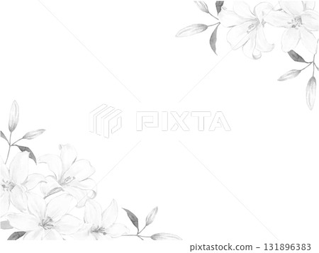 Lily flower frame monochrome illustration Lily flower frame monochrome illustration 131896383