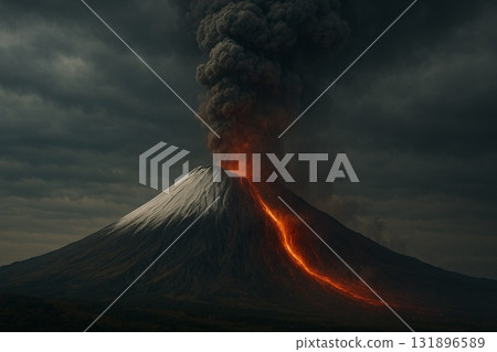 Mount Fuji erupts 131896589