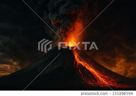 Mount Fuji erupts 131896594
