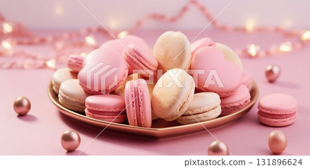 Assorted Gourmet Macarons with Elegant Decorations. Generative ai 131896624