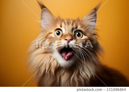 Red cat dropping his jaw surprisingly 131896864