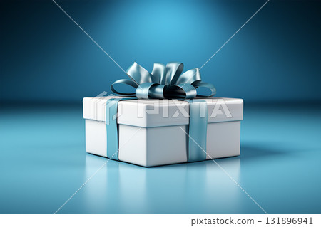 Luxury box tied with a blue ribbon. Luxury box tied with a blue ribbon. 131896941