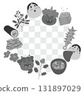 Setsubun illustration frame circular monochrome 131897029