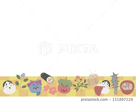 Setsubun illustration background frame yellow Setsubun illustration background frame yellow 131897229