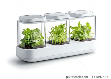 Modern Indoor Garden for Growing Fresh Herbs and Greens in Natural Light Modern Indoor Garden for Growing Fresh Herbs and Greens in Natural Light 131897384