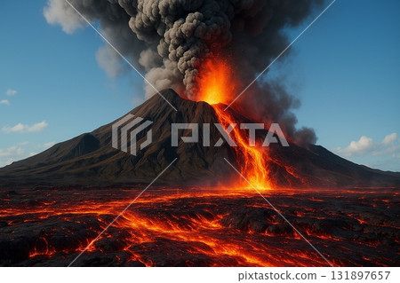Erupting volcano 131897657