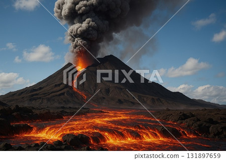 Erupting volcano 131897659