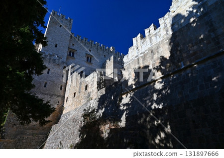 Beautiful old town of Rhodes on the Greek island of Rhodes. Beautiful historical architecture with castle, shops and cafes. Concept for travel and vacation. 131897666