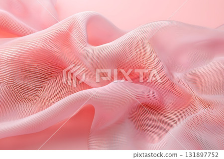 Soft Pink Fabric Texture with Sheer Layering for Elegant Background Design 131897752