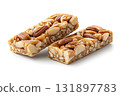Deliciously Nutty Snack Bars with Almonds, Cashews, and Peanuts on a Bright Background 131897783