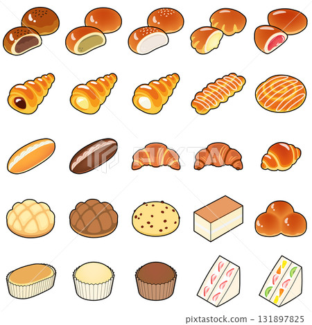甜麵包圖標集 131897825