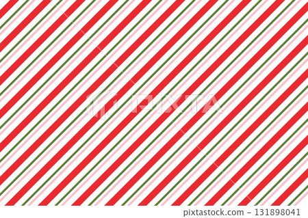 Candy cane diagonal stripes pink green and red background, bg, winter holiday retro simple line wrapping paper texture. Repeating decoration wallpaper. 131898041