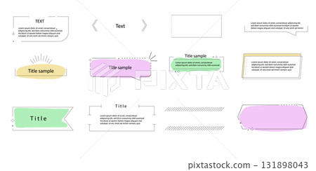 Text box callout text frame, border. Line simple set empty template for title, divider line design element. Banner, comic ribbon label element. Text box callout text frame, border. Line simple set empty template for title, divider line design element. Banner, comic ribbon label element. 131898043