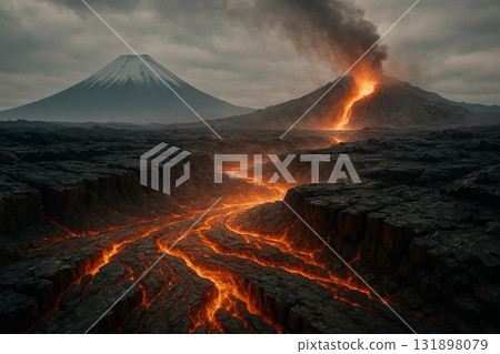 Erupting volcano 131898079