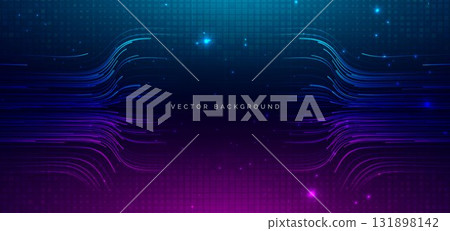 Technology futuristic digital data linking network connection speed blue and pink on dark background. 131898142