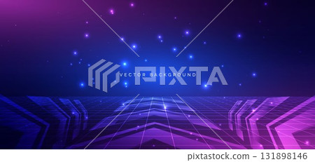 Blue and pink scene background decorated with glowing arrows. Blue and pink scene background decorated with glowing arrows. 131898146