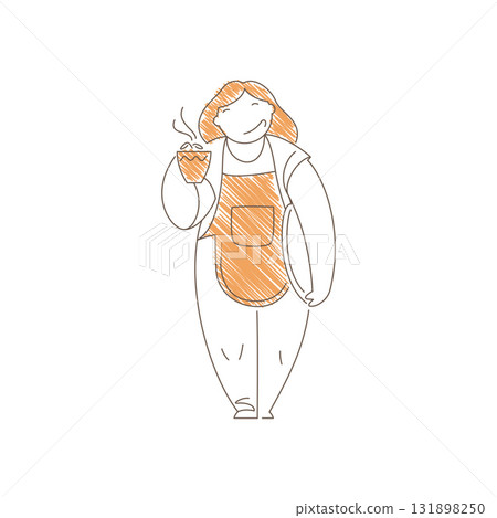 Minimalist Line Art Waitress Carrying Tray With Hot Coffee Cup Vector Illustration Minimalist Line Art Waitress Carrying Tray With Hot Coffee Cup Vector Illustration 131898250