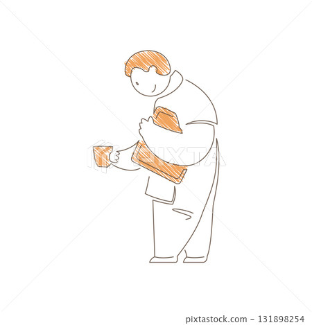 Minimalist Line Art Waiter Carrying Tray With Multiple Coffee Cups Vector Minimalist Line Art Waiter Carrying Tray With Multiple Coffee Cups Vector 131898254