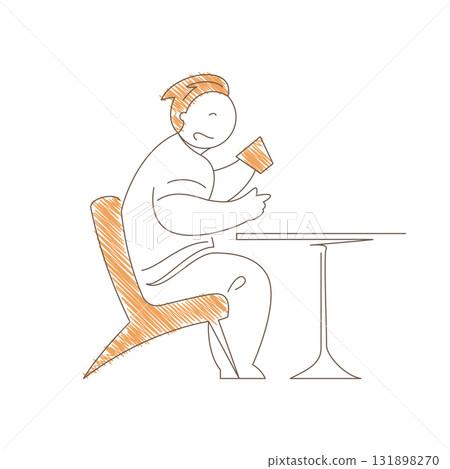 Minimalist Line Art Man Sitting At Table Drinking Coffee Vector Illustration Minimalist Line Art Man Sitting At Table Drinking Coffee Vector Illustration 131898270