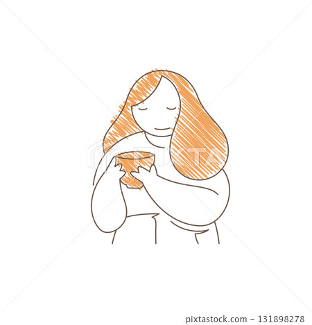 Minimalist Line Art Woman With Wavy Hair Drinking Takeout Coffee Vector Minimalist Line Art Woman With Wavy Hair Drinking Takeout Coffee Vector 131898278