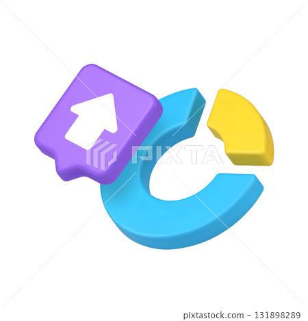 3d Realistic Icon Of Pie Chart With Growth Arrow Symbol In Modern Isometric Style 3d Realistic Icon Of Pie Chart With Growth Arrow Symbol In Modern Isometric Style 131898289