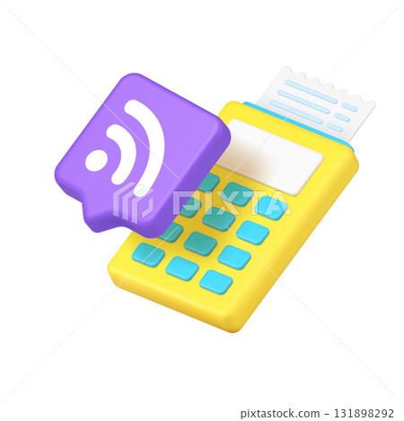 3d Realistic Icon Of Wireless Payment Terminal With Receipt And Wifi Symbol In Modern Style 131898292