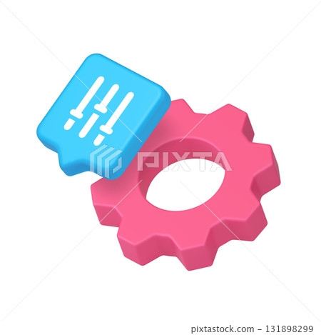 3d Realistic Icon Of Pink Gear With Blue Settings Bubble For Interface App Design 3d Realistic Icon Of Pink Gear With Blue Settings Bubble For Interface App Design 131898299