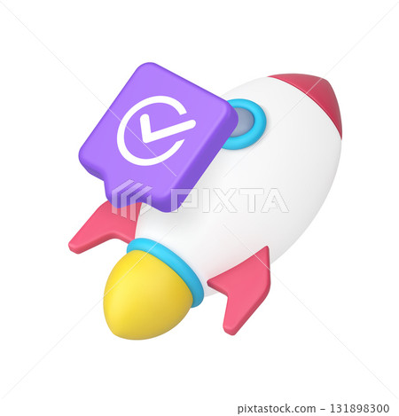 3d Realistic Icon Of Rocket With Approval Checkmark For Startup Progress App Interface 3d Realistic Icon Of Rocket With Approval Checkmark For Startup Progress App Interface 131898300
