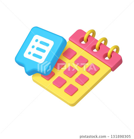3d Realistic Icon Of Bright Yellow Calendar With Blue Checklist Bubble For Planning And Reminder 3d Realistic Icon Of Bright Yellow Calendar With Blue Checklist Bubble For Planning And Reminder 131898305