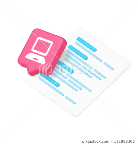 3d Realistic Icon Of Pink Code Page And White Computer Monitor Symbol For Programming Apps 3d Realistic Icon Of Pink Code Page And White Computer Monitor Symbol For Programming Apps 131898308