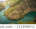 Azure water reservoir . Dagestan. Sulak or Sulakskiy canyon. .Russia. Picturesque day and gorgeous scene. Location . Wonderful image of wallpaper. Exploring the world's beauty. 131898411